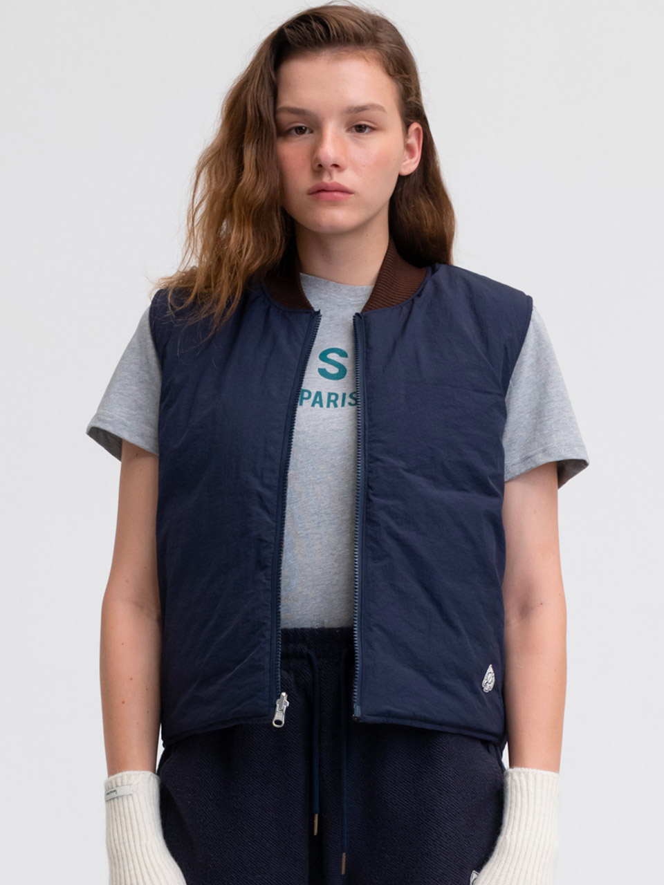 [22FW] PATTERN QUILTED VEST - NAVY