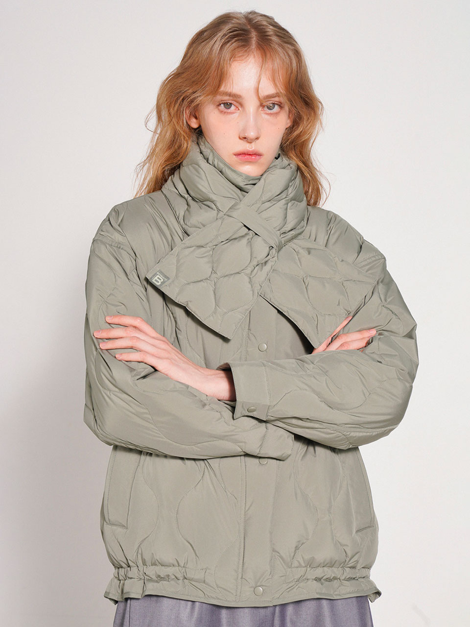 [LIMITED] MOIRE QUILTING GOOSE DOWN WOMAN - LEAF KHAKI