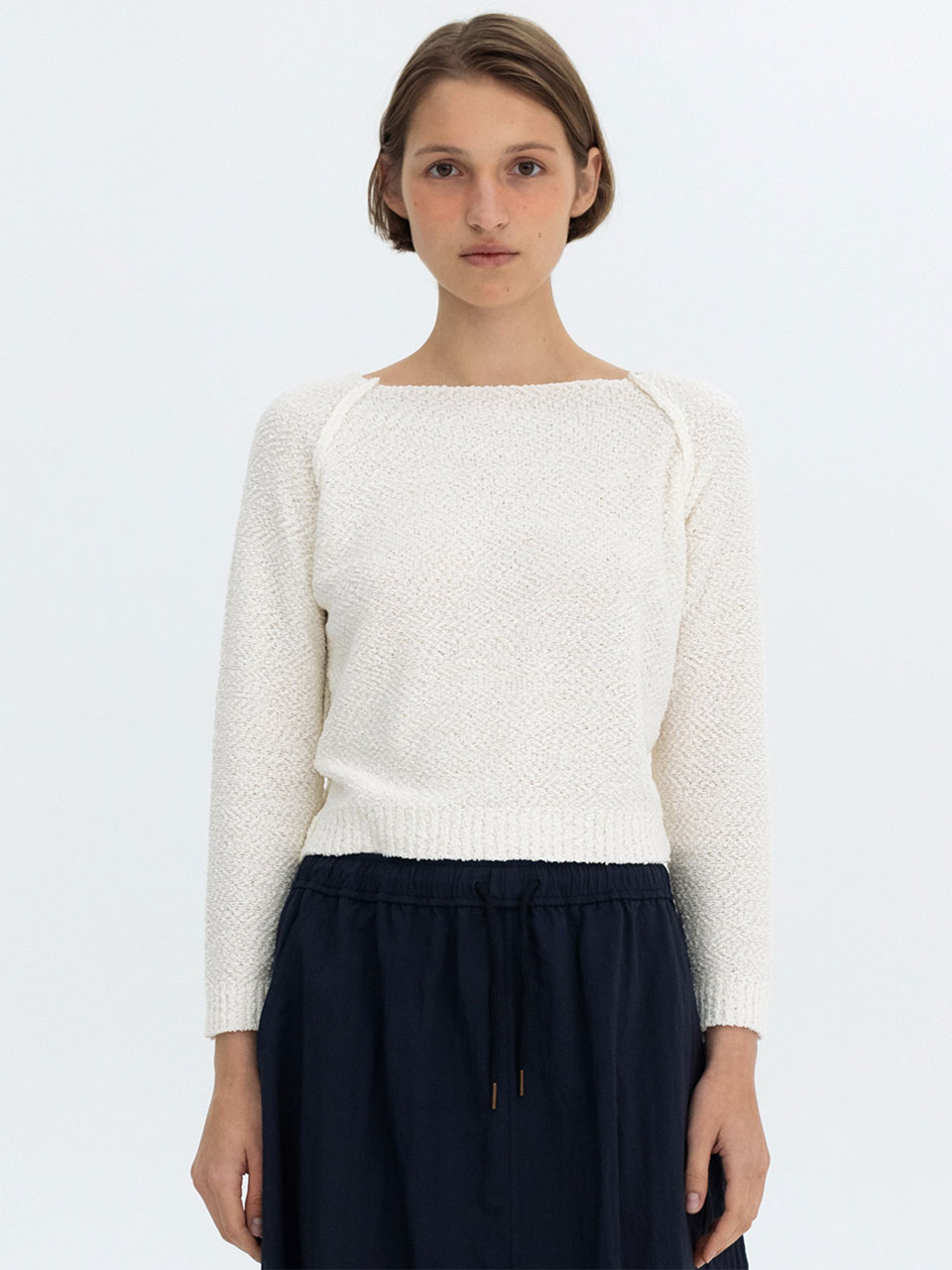 BOUCLE KNIT PULL OVER - IVORY