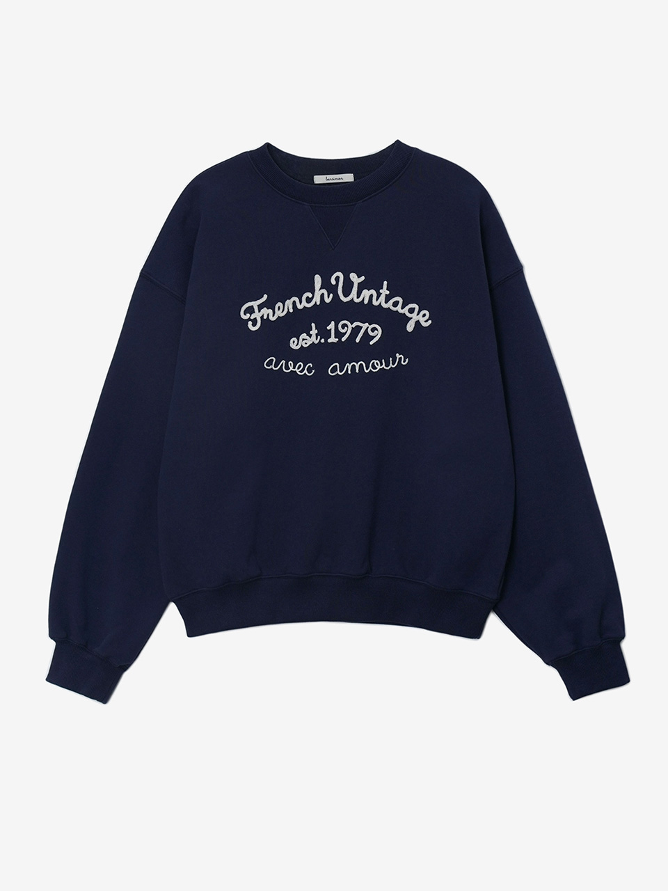 [24SS] FRENCH EMBROIDERY LOGO SWEATSHIRT - NAVY